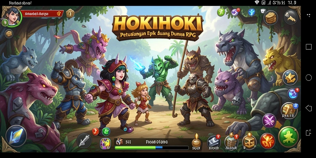Tampilan gameplay HOKIHOKI yang memukau dengan aksi RPG yang menarik.