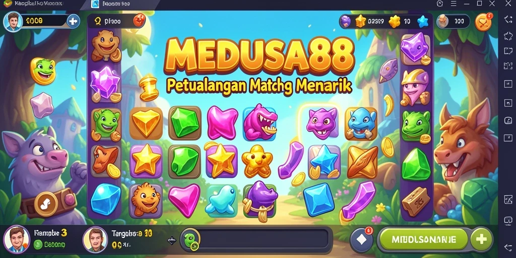Gameplay seru MEDUSA88 menampilkan tantangan Match-3 yang menawan.