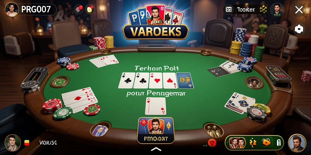 Tampilan gameplay poker yang menarik dan interaktif.