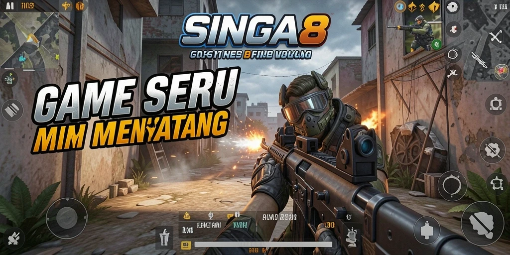 Tampilan intens dari gameplay SINGA8 saat pertempuran terjadi.